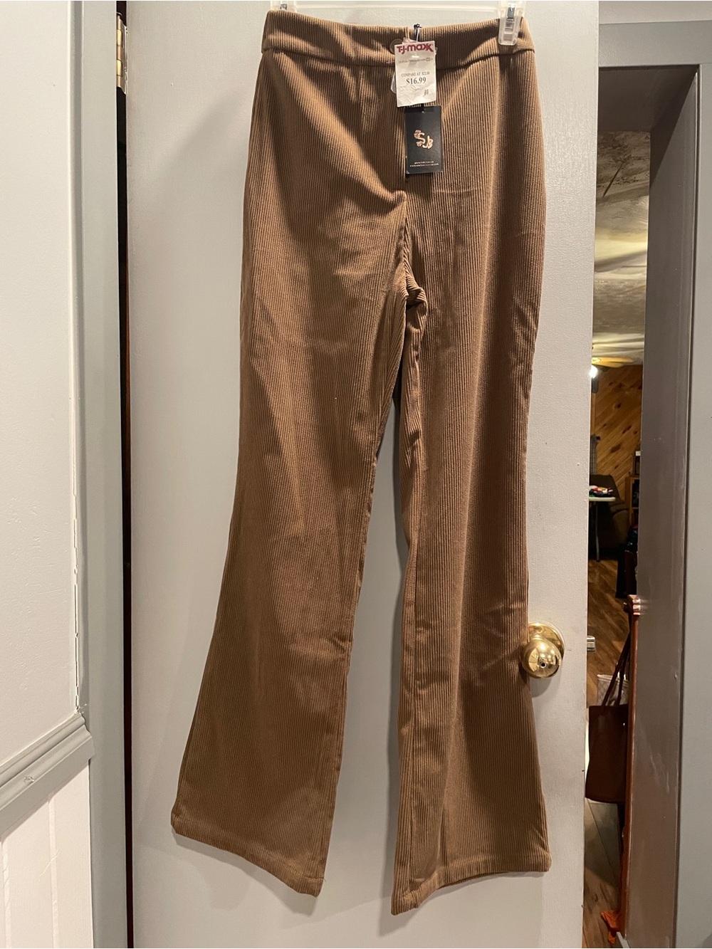 Sincerely Jules Ribbed Corduroy Skirt in Camel wide leg size S NWT